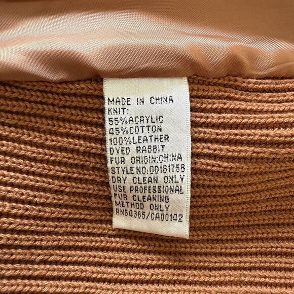 Nygard Brown Suede Leather Sweater Jacket Rabbit Fur Collar Women’s Size S (6-8) - Picture 8 of 8